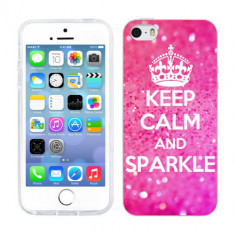 Husa iPhone 5S iPhone 5 Silicon Gel Tpu Model Keep Calm Sparkle foto