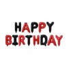 Set baloane din folie metalizata, flippy, model happy birthday, litere de 40 cm, baloane party, ambalaj individual, pai, ata si adeziv incluse, umflar