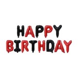 Set baloane din folie metalizata, flippy, model happy birthday, litere de 40 cm, baloane party, ambalaj individual, pai, ata si adeziv incluse, umflar