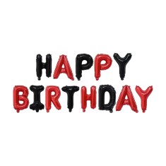 Set baloane din folie metalizata, flippy, model happy birthday, litere de 40 cm, baloane party, ambalaj individual, pai, ata si adeziv incluse, umflar