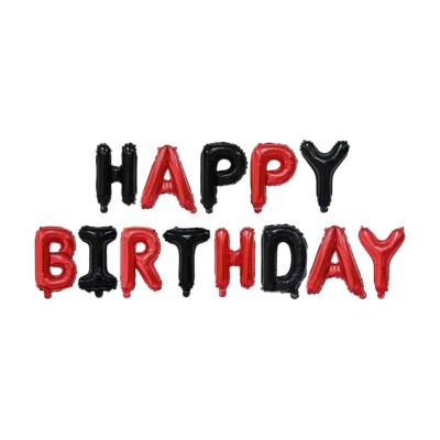 Set baloane din folie metalizata, flippy, model happy birthday, litere de 40 cm, baloane party, ambalaj individual, pai, ata si adeziv incluse, umflar foto