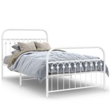 Cumpara ieftin Cadru de pat metalic cu tablie de cap/picioare, alb, 107x203 cm