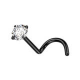 Piercing curbat din titan pentru nas - zircon transparent, diverse culori, 0,8 mm - Culoare: Arămiu