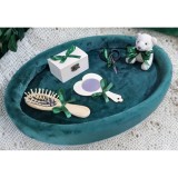 Tavita Mot/Turta, Ovala din Catifea cu 7 Piese - Verde - TPT529