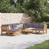 Set mobilier gradina Gossi, 9 piese, lemn masiv acacia, perne incluse, gri inchis
