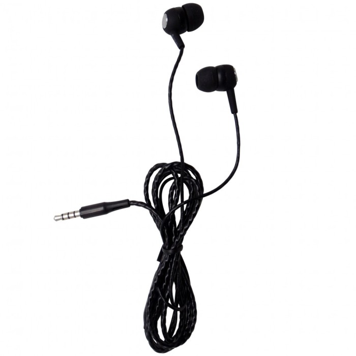 Handsfree (casti) cu fir si microfon Devia Kintone cu conector jack 3.5 mm, negru