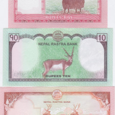 Bancnota Nepal 5, 10 si 20 Rupii 2020 - P76/77/78 UNC ( set x3 )