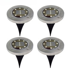 Set 4 lampi solare de gradina, 8 leduri colorate, iluminare automata, otel inoxidabil IP 65, baterie 600mAh, 5 W, panou siliciu monocristalin, 12*12*1 foto