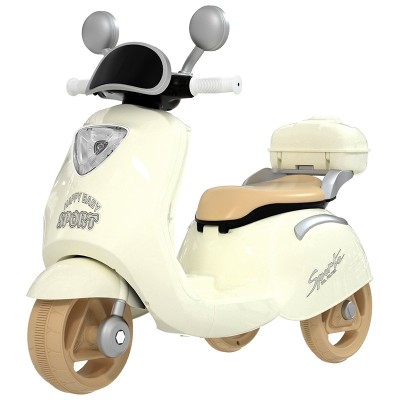 Motocicleta Electrica Flippy, cu Acumulator, Telecomanda, Bluetooth, cu Sistem Anti-Rasturnare, Sistem de Lumini si Sunet, 3-10 Ani, Bej foto