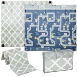 AIYAPLAY Covoraș de joacă pentru bebeluși pliabil și reversibil, covoraș de podea din spumă gros, 202 x 180,5 x 1 cm, multicolor | Aosom Romania