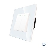 Cumpara ieftin Intrerupator dublu mecanic cu revenire Luxion, rama din sticla alba