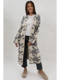 Cumpara ieftin Cardigan Dama Lung Tricotat Akadia Gri, Buzunare, Fara Inchidere, Marime Universala (S-XL), Acril/Poliester/Poliamida