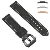 Curea piele, compatibila Huawei Watch Fit 2, cu adaptor dedicat, Ebony Eclipse