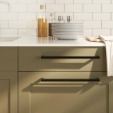vidaXL M&acirc;nere de dulap, 5 buc., negru, 320 mm, oțel inoxidabil