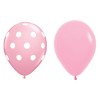 Set 10 baloane din latex, flippy, model party cu buline si simple, 30 cm, roz, 2.8 g