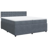 Cumpara ieftin Pat box spring cu saltea, gri inchis, 200x200 cm, catifea