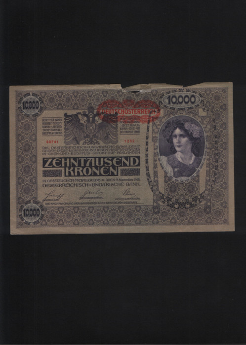 Austro-Ungaria Austria Ungaria 10000 Kronen Coroane 1918 seria60741 uzata