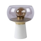 Veioză LUCIDE FARRIS din oțel și sticlă fumurie, E27, IP20, model 05540/01/31, alb