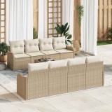 Cumpara ieftin Set de canapele de grădină , 9 piese, perne incluse, bej, rattan polimeric