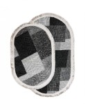 Set covoare pentru camera antiderapante in nuante de negru si alb cu model in patrate 104x66, 83x57 cm, Home