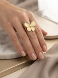 Cumpara ieftin Inel din Argint 925 Cocktail Fluture cu Textura Mata Placat cu Aur