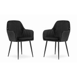 Set 2 scaune bucatarie/living, Artool, Lugo, catifea, metal, negru, 57.5x56.5x86.5 cm