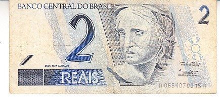 B11 - Bancnota foarte veche - Brazilia - 2 reais