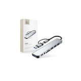 Adaptor Tech-Protect HB06 HUB 8&icirc;n1 TYPE-C + USB2.0 + USB3.0 + SD/TF + AV3.5 - gri