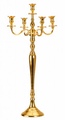 Sfesnic Mare Auriu, cu 5 brate, din metal, placat cu Aur, 79 cm foto