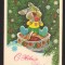CPIB 20027 CARTE POSTALA - FELICITARE - IEPURE PE O CUTIE CU FURSECURI, BRAD