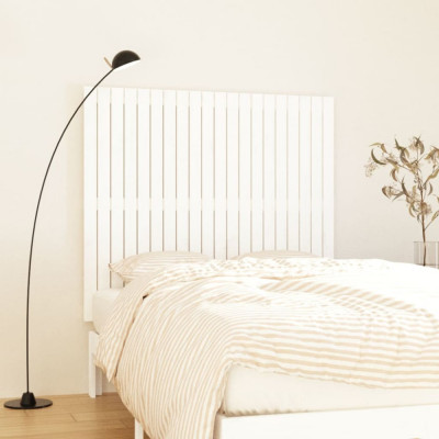 Tăblie de pat pentru perete, alb, 127,5x3x110 cm lemn masiv pin foto