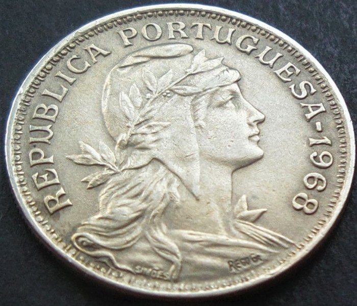 Moneda 50 CENTAVOS - PORTUGALIA, anul 1968 *cod 1713