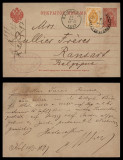 Russia 1897 Postcard Uprated Postal Stationery Kalisch to Ransart Belgium D.183
