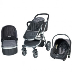 Carucior 3 in 1 KidsCare cu Parte Sport, Landou si Cosulet Auto Veneto Gri foto