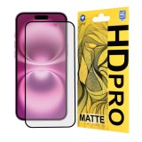 Folie de protectie Ecran Matte Lito HD Pro pentru Apple iPhone 16 Plus, Sticla Securizata, Full Glue, Neagra
