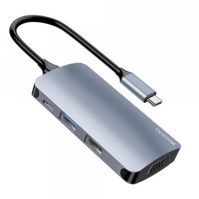 Hub USB-C Yesido HB16, 7in1, Gri foto