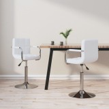 vidaXL Scaune de bucătărie pivotante, 2 buc., alb, piele artificială