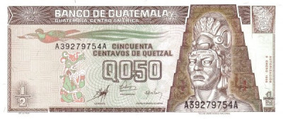 Guatemala 50 centavos de quetzal (0.50 Quetzal) 09.01.1998 - P-98 UNC !!! foto