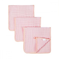 Set 3 prosoape REDQUIT din muselina pentru bebelusi 25x50cm, roz