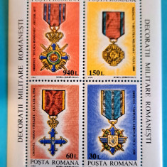 TIMBRE ROMÂNIA LP 1366/1994 Decorații militare românești -Bloc dantelat -MNH