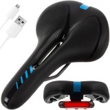 Șa de Bicicletă Ergonomică cu Iluminare LED Integrată, Spumă Poliuretanică, Negru, &Icirc;ncărcare USB, 28x15.5x7 cm