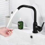 Baterie Monocomanda Lavoar/Bucatarie Pipa Pivotanta Aliaj Negru Cartus Ceramic Inox Satinat Racorduri Kit Fixare Incluse CP108 ModernLight Concept
