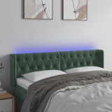vidaXL Tăblie de pat cu LED, verde &icirc;nchis, 147x16x78/88 cm, catifea
