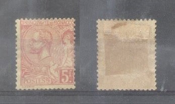 Monaco 1891 Albert I 5F Mi.21 MH AM.489