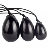 Set 3 oua yoni din obsidian marimi diferite, Stonemania Bijou