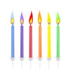 Set 6 buc lumanari tort Colorful Flames, mix, 6 cm