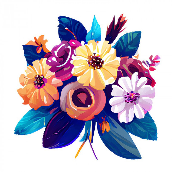 Sticker decorativ, Buchet de Flori, Multicolor, 64 cm, 10320ST