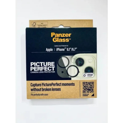 Folie Protectie Sticla Camera Panzer pentru iPhone 15/15 Plus Negru foto