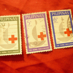 Serie Filipine 1963 Crucea Rosie , 3 val. stampilate