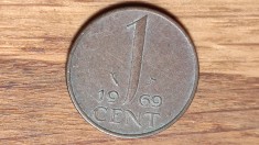 Olanda - moneda de colectie bronz - 1 cent 1969 - Juliana - patina superba !